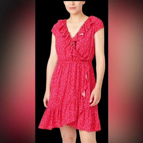 J. CREW 
V-NECK RUFFLE DRESS IN TOSSED BOUQUET PRINT - 0 - Picture 1 of 6